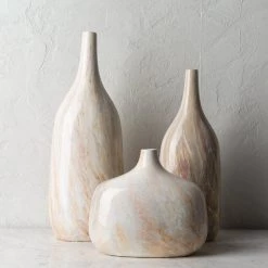 SURYA MARBLED CERAMIC VASES | SET OF 3