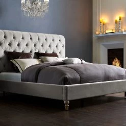 TOV MARION SILVER VELVET BED Bedroom 9 TOV MARION SILVER VELVET BED Bedroom