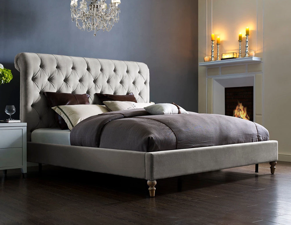 TOV MARION SILVER VELVET BED Bedroom 5 TOV MARION SILVER VELVET BED Bedroom