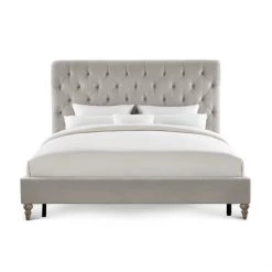 TOV MARION SILVER VELVET BED Bedroom