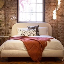 DOVETAIL Furniture MARLEY KNOLL NATURAL BOUCLÉ UPHOLSTERED BED