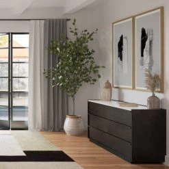 MOES MASON ACACIA WOOD + MARBLE TOP DRESSER Furniture