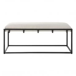 UTTERMOST MECCA BLACK + WHITE BENCH Furniture