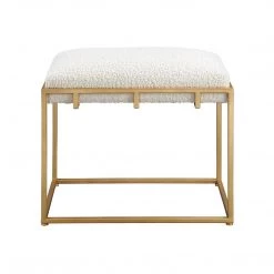 UTTERMOST MECCA SHEARLING + GOLD SMALL BENCH