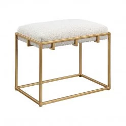 UTTERMOST MECCA SHEARLING + GOLD SMALL BENCH