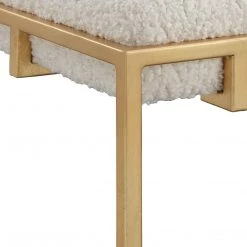 UTTERMOST MECCA SHEARLING + GOLD SMALL BENCH