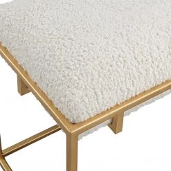UTTERMOST MECCA SHEARLING + GOLD SMALL BENCH