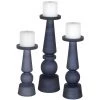 UTTERMOST MIDNIGHT BLUE GLASS CANDLE HOLDERS | SET OF 3