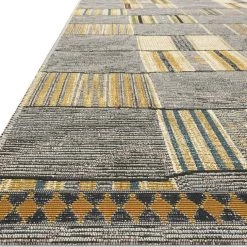 LOLOI MIKA 10 INDOOR-OUTDOOR RUG: GRANITE, YELLOW MULTI