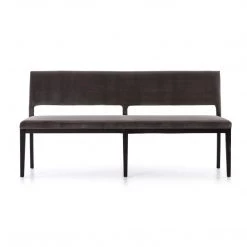 FOUR HANDS MIKE DINING BENCH: WASHED GRAY VELVET Kitchen + Dining