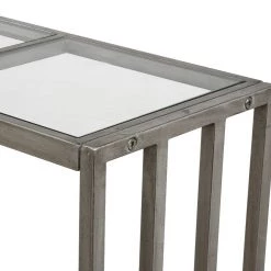 UTTERMOST Living Room MIKEL SILVER LEAF IRON CONSOLE