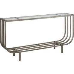 UTTERMOST Living Room MIKEL SILVER LEAF IRON CONSOLE