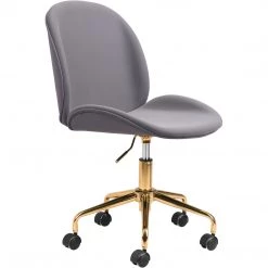 ZUO MILES GREY VELVET OFFICE CHAIR
