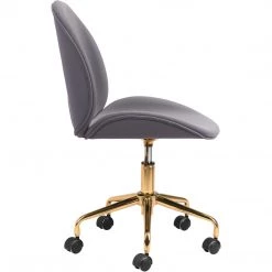 ZUO MILES GREY VELVET OFFICE CHAIR