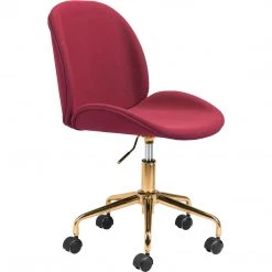 ZUO MILES RED VELVET OFFICE CHAIR