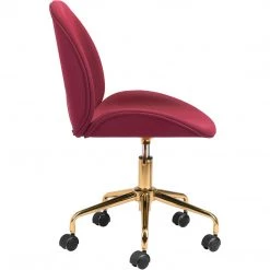 ZUO MILES RED VELVET OFFICE CHAIR