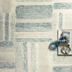 LOLOI MILO HAND-TUFTED WOOL RUG: AQUA, DENIM