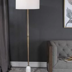 UTTERMOST Lighting MINETTE BRASS + MARBLE FLOOR LAMP