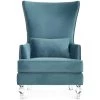 TOV MIRANDA SEA BLUE VELVET WING CHAIR