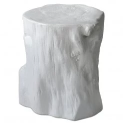 MOES LOG STOOL: ANTIQUE WHITE Living Room