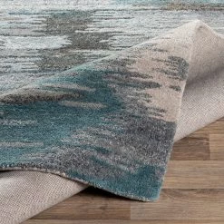 SURYA MODESTO WOOL + VISCOSE RUG: TEAL, AQUA