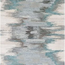 SURYA MODESTO WOOL + VISCOSE RUG: TEAL, AQUA