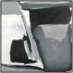 L ART "MONO STROKE" METALLIC SILVER EMBELLISHED CANVAS ART Wall Art