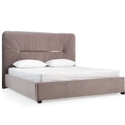 VIG Furniture MOON STONE PLEATED VELVET BED