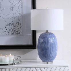UTTERMOST MORI BLUE GLAZE CERAMIC LAMP Lighting