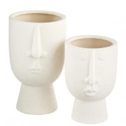 CYAN Pillows + Decor MOTHER & FATHER WHITE CERAMIC VASES