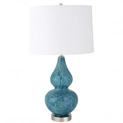 UTTERMOST Lighting MOTTLED TURQUOISE BULB GLASS LAMP