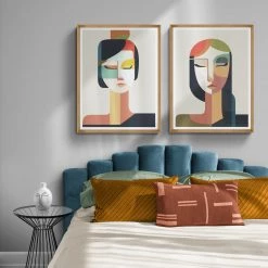 L ART "MULTIFACETED I" GLASS FRAMED ART