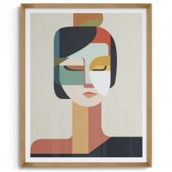 L ART "MULTIFACETED II" GLASS FRAMED ART