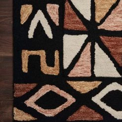 LOLOI NALA HAND-TUFTED WOOL RUG: BLACK, CAMEL, SIENNA