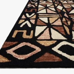 LOLOI NALA HAND-TUFTED WOOL RUG: BLACK, CAMEL, SIENNA
