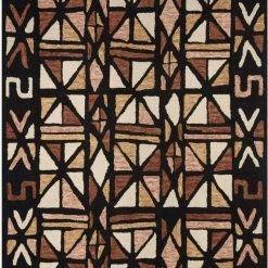LOLOI NALA HAND-TUFTED WOOL RUG: BLACK, CAMEL, SIENNA