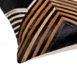 SURYA Pillows + Decor NASHVILLE HAIR ON HIDE PILLOW: BLACK, CAMEL