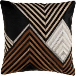 SURYA Pillows + Decor NASHVILLE HAIR ON HIDE PILLOW: BLACK, CAMEL
