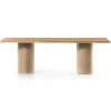 FOUR HANDS Furniture NATURAL OAK + TRAVERTINE DINING TABLE