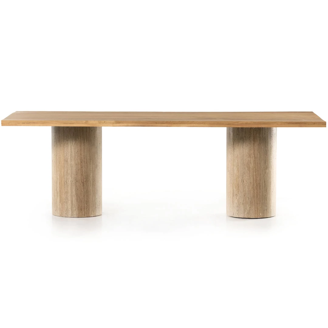FOUR HANDS Furniture NATURAL OAK + TRAVERTINE DINING TABLE 1 FOUR HANDS Furniture NATURAL OAK + TRAVERTINE DINING TABLE