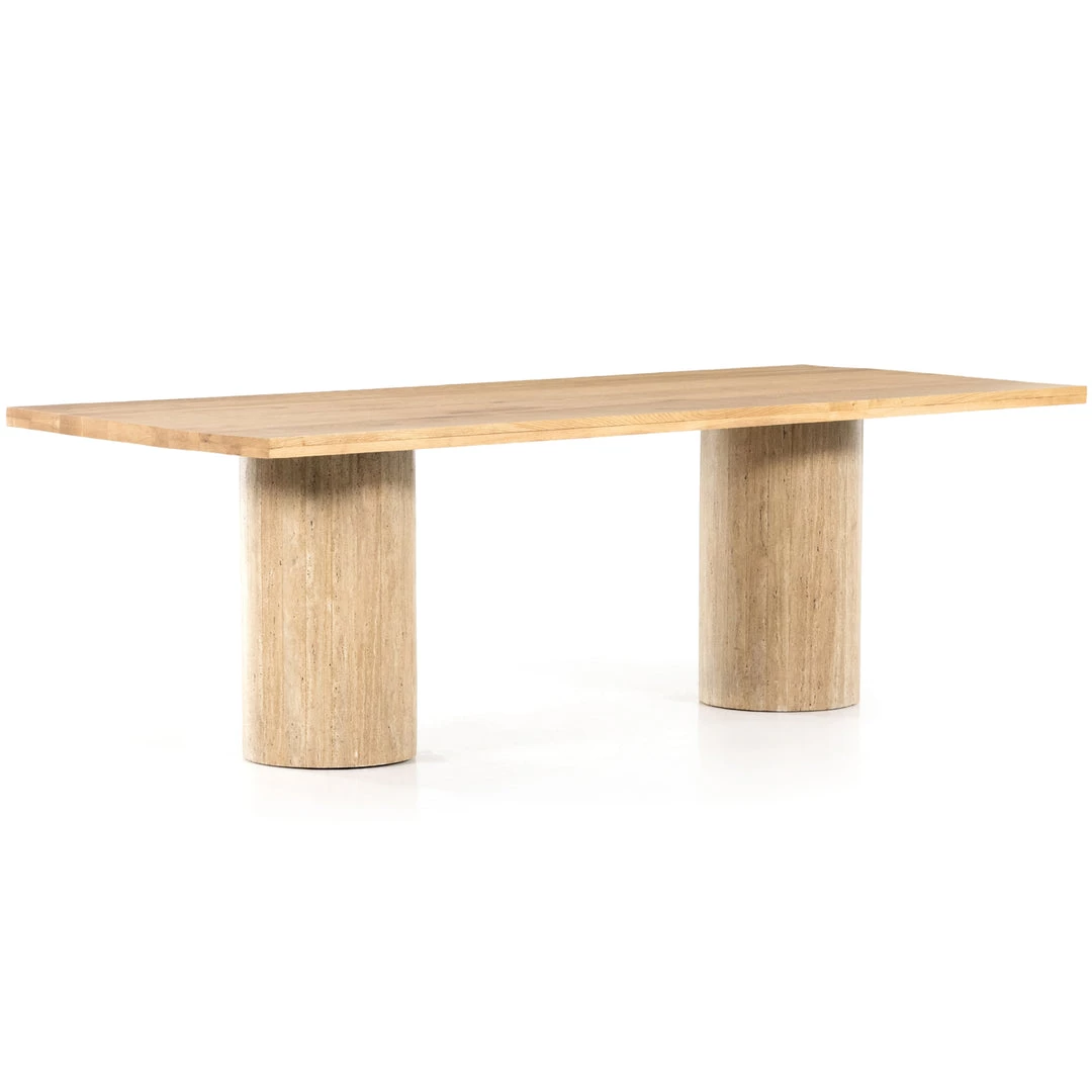 FOUR HANDS Furniture NATURAL OAK + TRAVERTINE DINING TABLE 3 FOUR HANDS Furniture NATURAL OAK + TRAVERTINE DINING TABLE