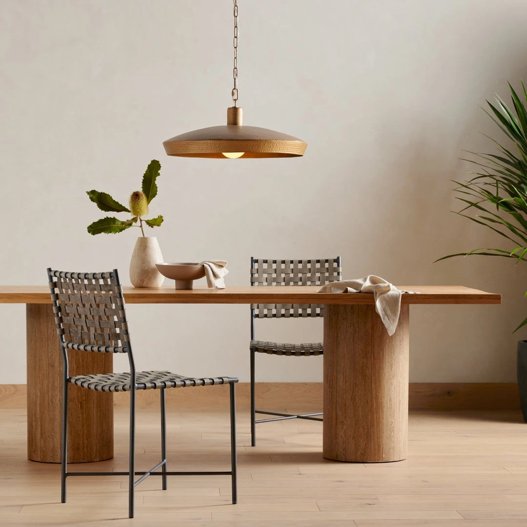 FOUR HANDS Furniture NATURAL OAK + TRAVERTINE DINING TABLE 2 FOUR HANDS Furniture NATURAL OAK + TRAVERTINE DINING TABLE