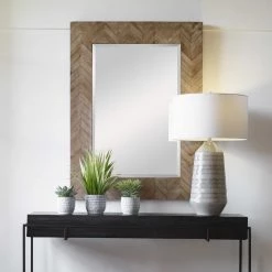 UTTERMOST Mirrors NATURAL PINE CHEVRON WALL MIRROR