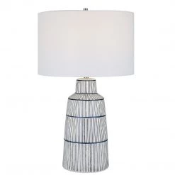 UTTERMOST NAUTIQUE WHITE + NAVY STRIPED LAMP
