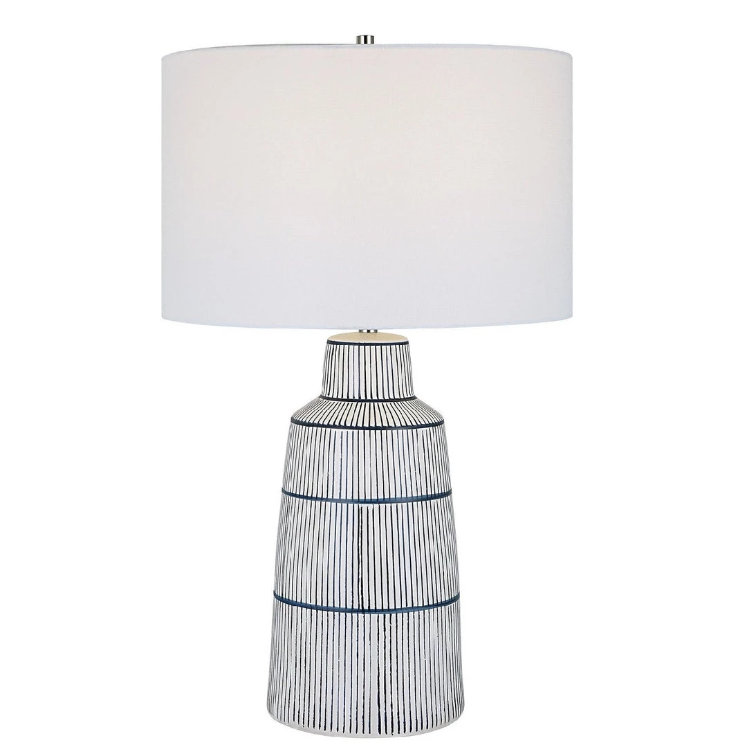 UTTERMOST NAUTIQUE WHITE + NAVY STRIPED LAMP 1 UTTERMOST NAUTIQUE WHITE + NAVY STRIPED LAMP