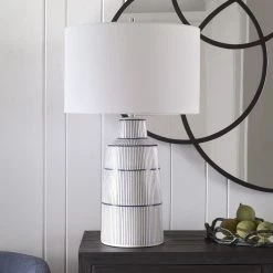 UTTERMOST NAUTIQUE WHITE + NAVY STRIPED LAMP 8 UTTERMOST NAUTIQUE WHITE + NAVY STRIPED LAMP