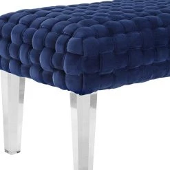 TOV SQUARE TUFT NAVY VELVET + ACRYLIC BENCH