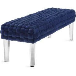 TOV SQUARE TUFT NAVY VELVET + ACRYLIC BENCH