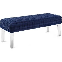 TOV SQUARE TUFT NAVY VELVET + ACRYLIC BENCH