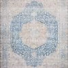 LOLOI NIKHIL VINTAGE PRINT FLAT RUG: BLUE, PEACH